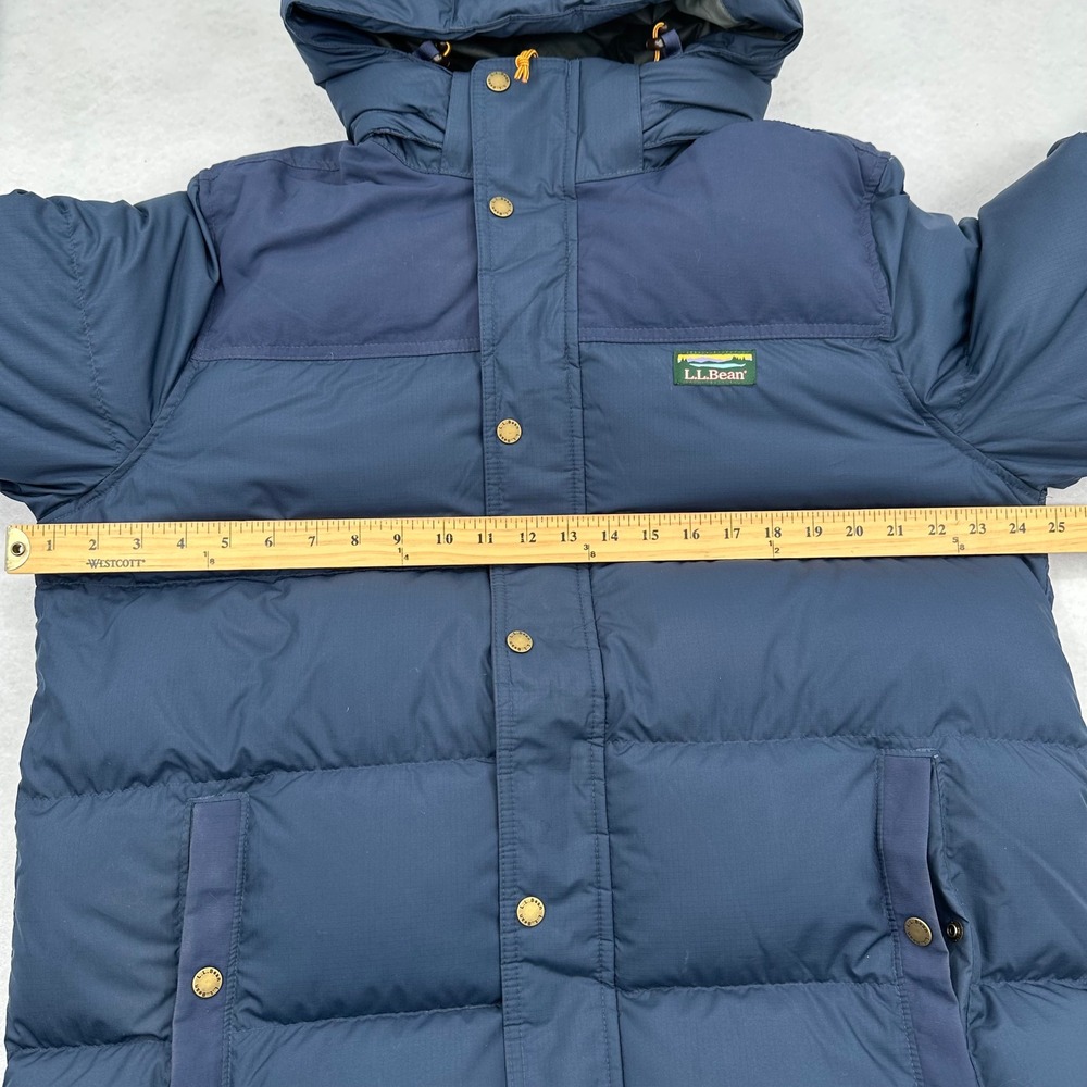 LL Bean Mens Mountain Classic Down Parka Blue Puffer Jacket Hooded Large L Reg - Picture 12 of 16